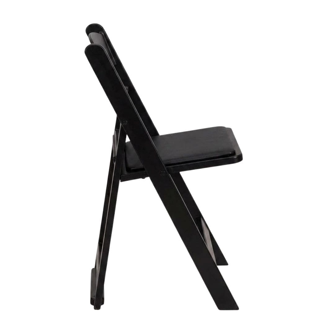 ChairMates Black Grass and Sand Series Resin Folding Chair with Black Vinyl Cushion and Stainless Steel Hardware CFRBGS-AX-T