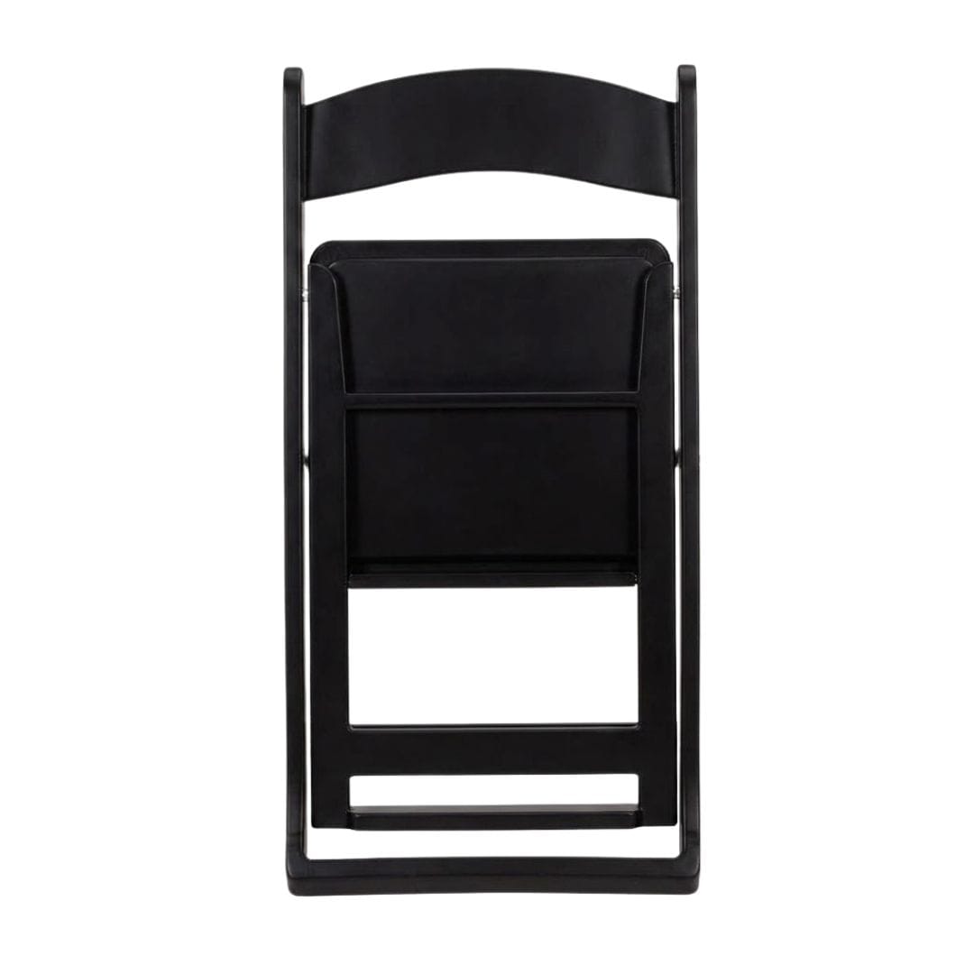 ChairMates Black Grass and Sand Series Resin Folding Chair with Black Vinyl Cushion and Stainless Steel Hardware CFRBGS-AX-T