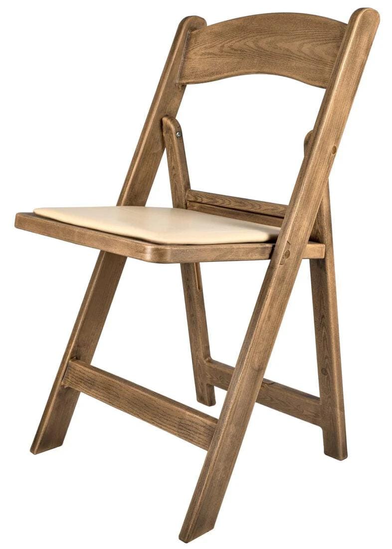 Chivari 100 Pack Chestnut WoodGrain Resin Folding Chairs with Tan Cushions CFRCB-I-AX-T-100