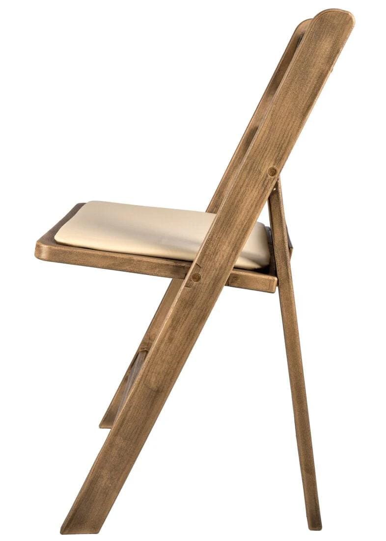 Chivari 100 Pack Chestnut WoodGrain Resin Folding Chairs with Tan Cushions CFRCB-I-AX-T-100