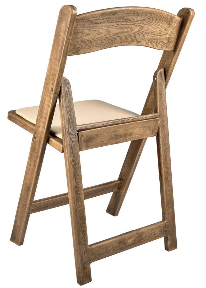 Chivari 100 Pack Chestnut WoodGrain Resin Folding Chairs with Tan Cushions CFRCB-I-AX-T-100