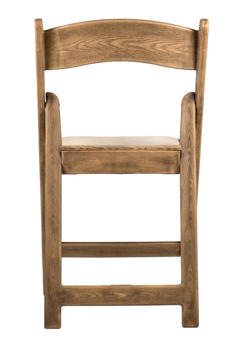 Chivari 100 Pack Chestnut WoodGrain Resin Folding Chairs with Tan Cushions CFRCB-I-AX-T-100