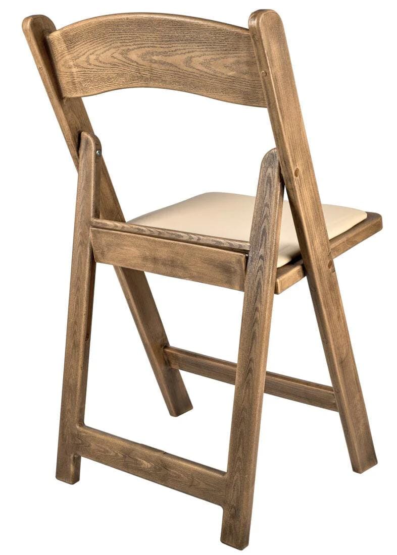 Chivari 100 Pack Chestnut WoodGrain Resin Folding Chairs with Tan Cushions CFRCB-I-AX-T-100