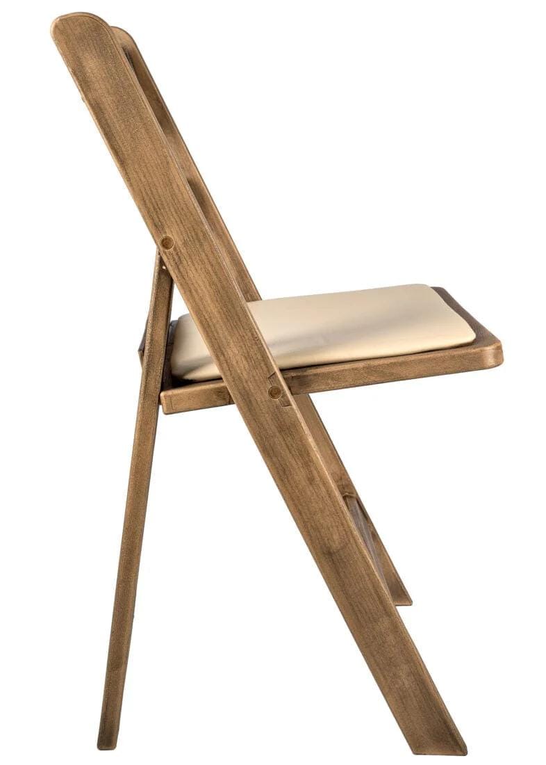 Chivari 100 Pack Chestnut WoodGrain Resin Folding Chairs with Tan Cushions CFRCB-I-AX-T-100