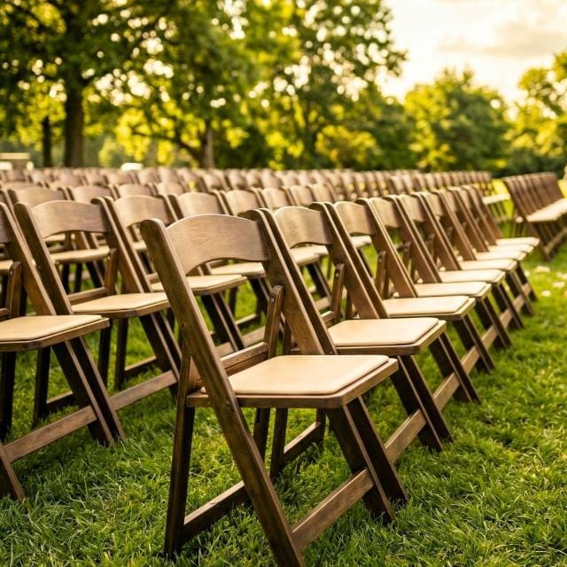 Chivari Chestnut WoodGrain™ Resin Steel Skeleton™ Folding Chair with Tan Seat CFRC-ST-A