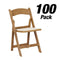 Chivari 100 Pack Chestnut Folding Resin Chair with Ivory Vinyl Cushion CFRCB-IVY-AX-100