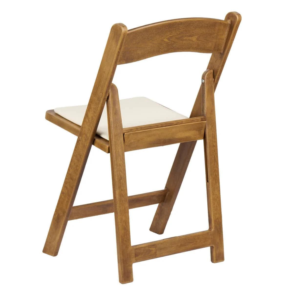 Chivari 100 Pack Chestnut Folding Resin Chair with Ivory Vinyl Cushion CFRCB-IVY-AX-100