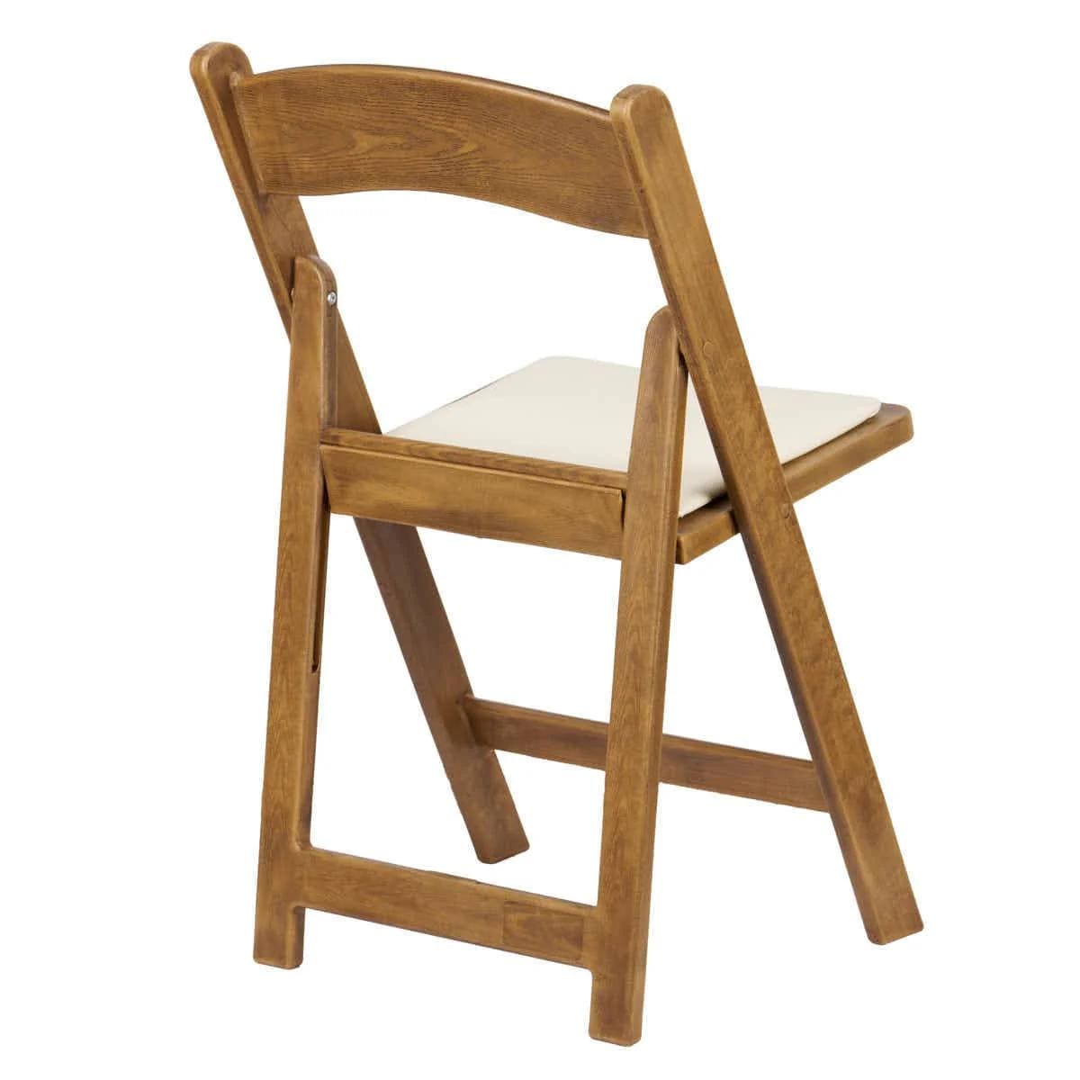 Chivari 100 Pack Chestnut Folding Resin Chair with Ivory Vinyl Cushion CFRCB-IVY-AX-100