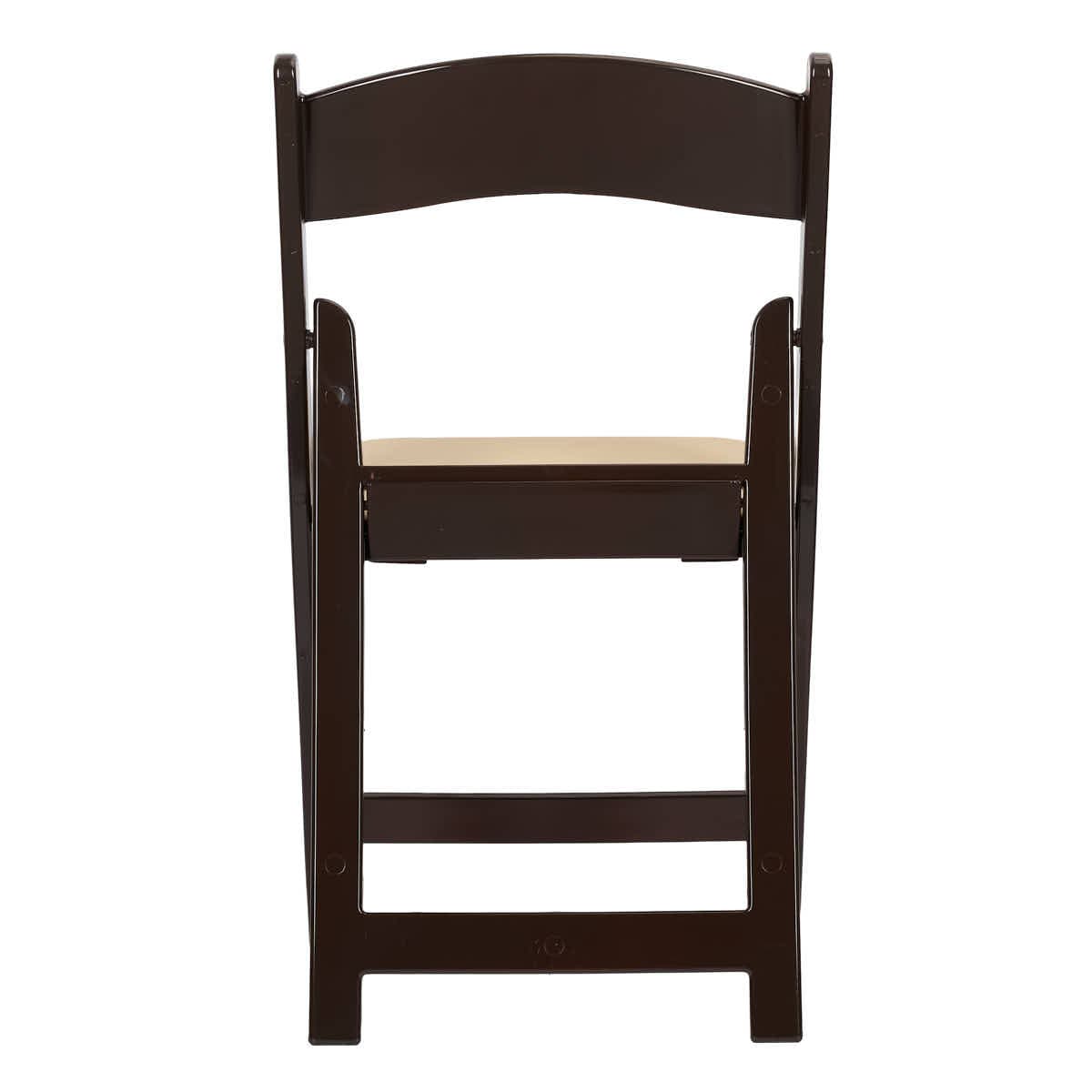 Chivari Fruitwood ToughResin™ Folding Chair with Tan Cushion CFRF-TAN-AX-T