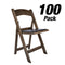Chivari 100 Pack Fruitwood Resin WoodGrain™ Folding Chair with Black Cushion CFRFB-B-AX-T-100