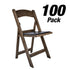 Chivari 100 Pack Fruitwood Resin WoodGrain™ Folding Chair with Black Cushion CFRFB-B-AX-T-100