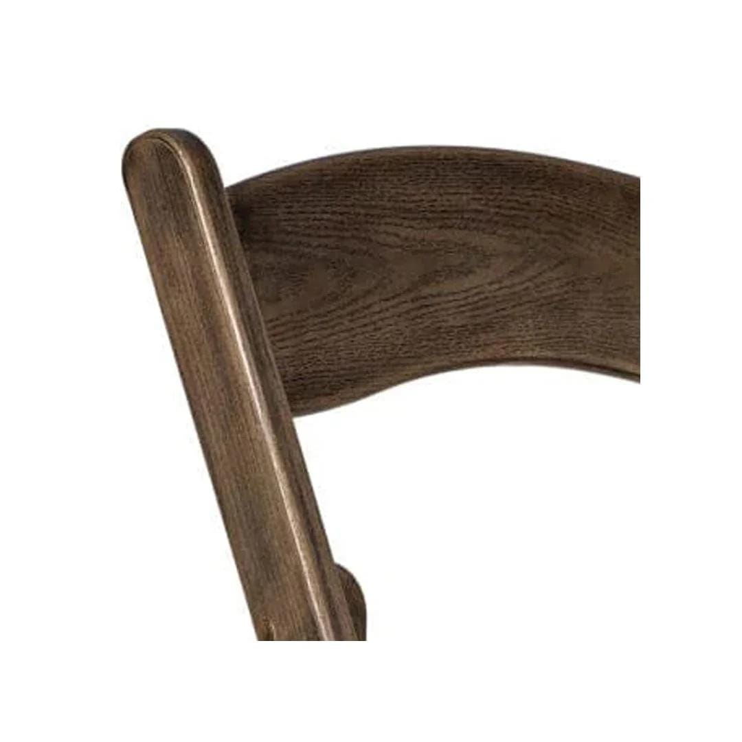 Chivari 100 Pack Fruitwood Resin WoodGrain™ Folding Chair with Black Cushion CFRFB-B-AX-T-100