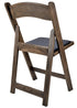 Chivari 100 Pack Fruitwood Resin WoodGrain™ Folding Chair with Black Cushion CFRFB-B-AX-T-100
