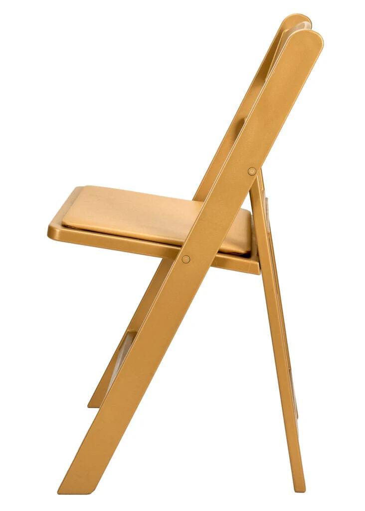 Chivari 48 Pack Bullion Gold Resin Folding Chairs with Gold Seat and Steel Skeleton Frame CFRGB-ST-A-48