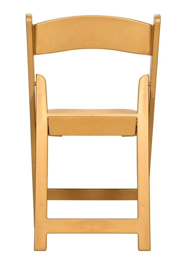 Chivari 48 Pack Bullion Gold Resin Folding Chairs with Gold Seat and Steel Skeleton Frame CFRGB-ST-A-48