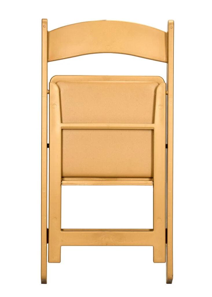 Chivari 48 Pack Bullion Gold Resin Folding Chairs with Gold Seat and Steel Skeleton Frame CFRGB-ST-A-48