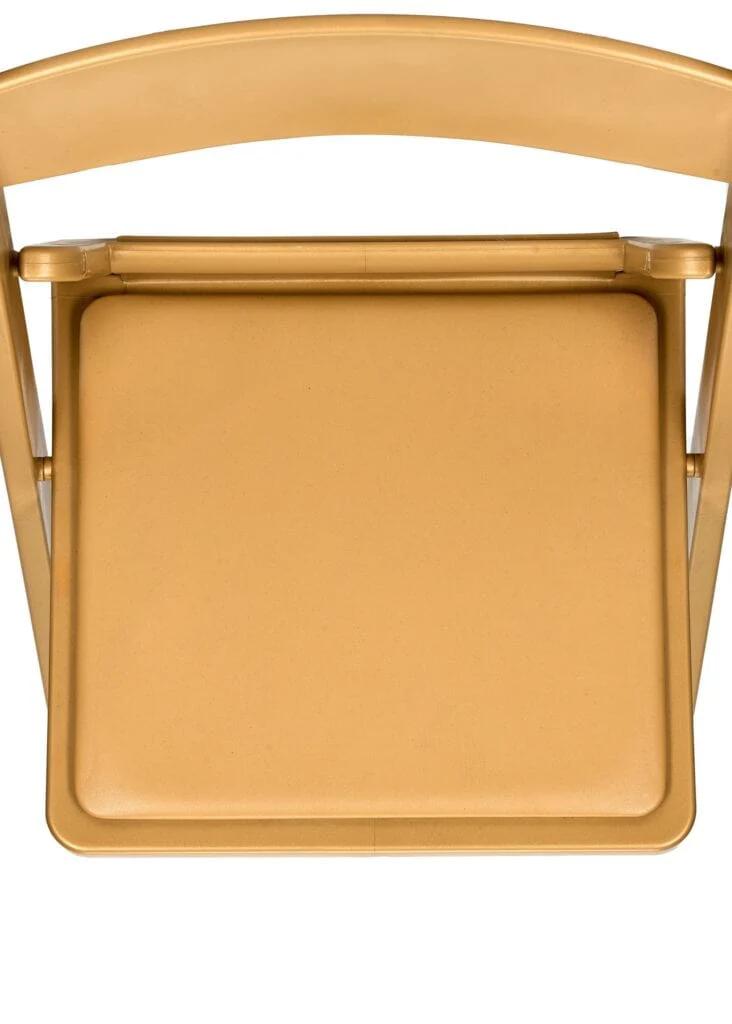 Chivari 48 Pack Bullion Gold Resin Folding Chairs with Gold Seat and Steel Skeleton Frame CFRGB-ST-A-48