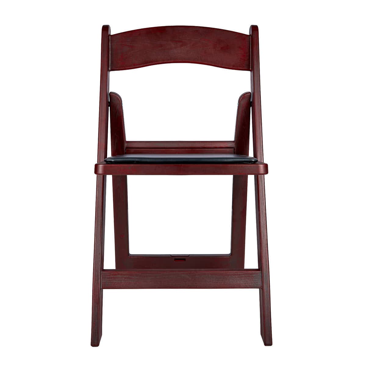 Chivari Mahogany Resin WoodGrain™ Folding Chair with Black Cushion CFRMB-B-AX-T