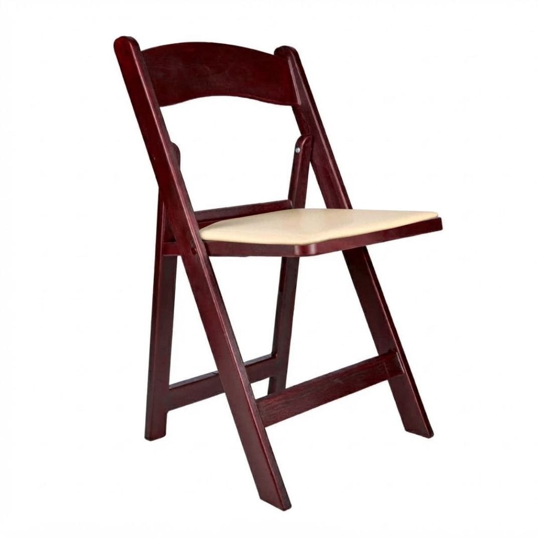 Chivari Mahogany Resin WoodGrain™ Folding Chair with Tan Cushion CFRMB-I-AX-T