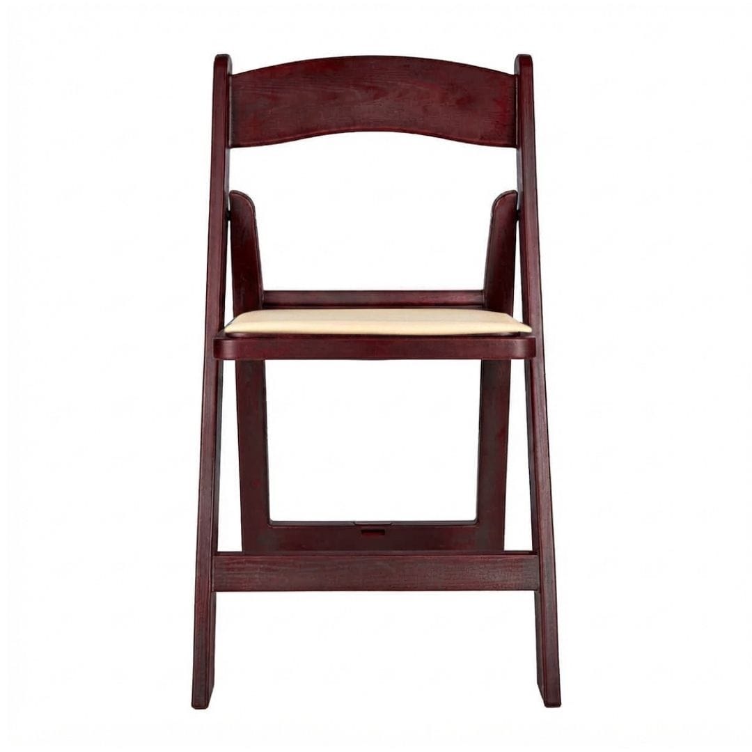 Chivari Mahogany Resin WoodGrain™ Folding Chair with Tan Cushion CFRMB-I-AX-T