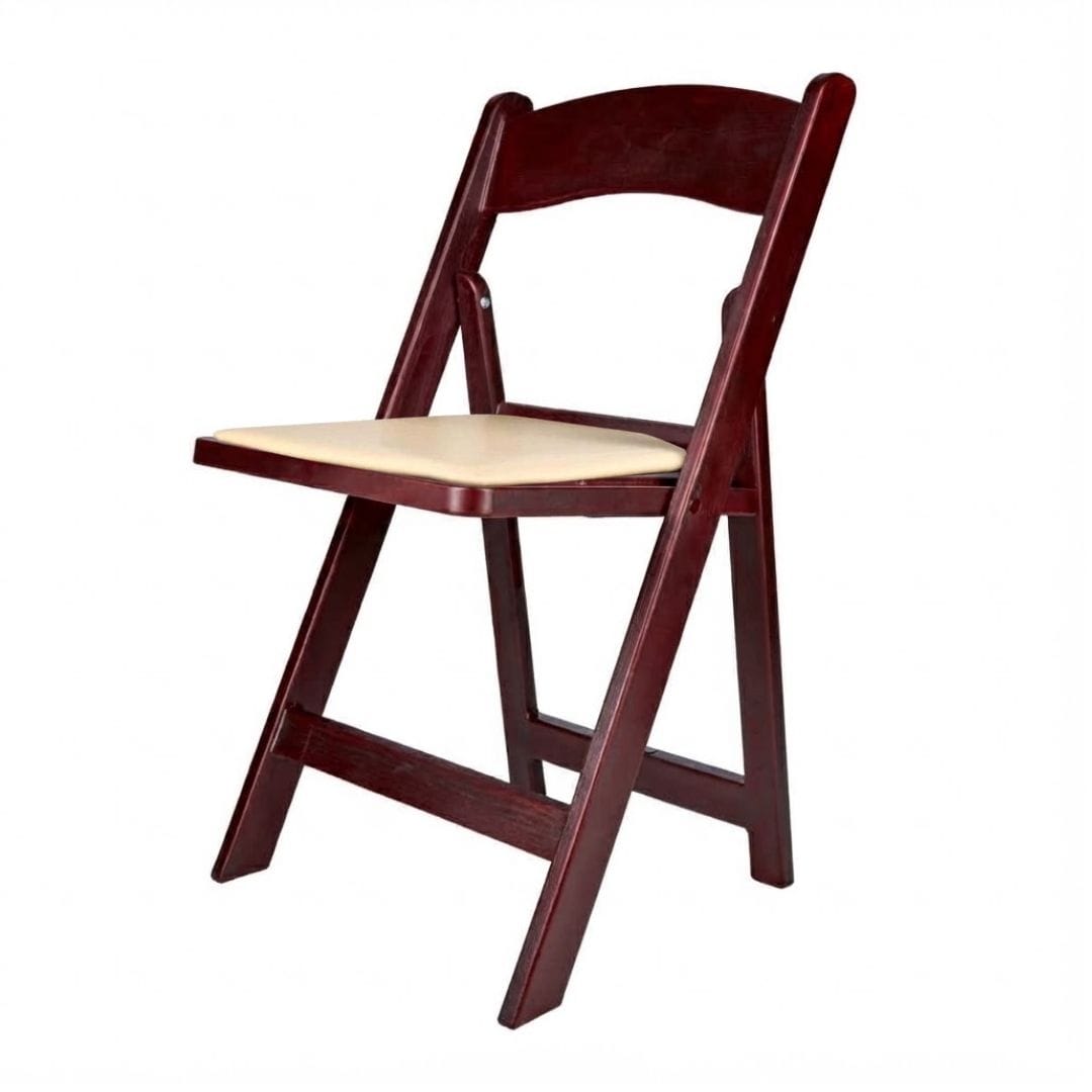 Chivari Mahogany Resin WoodGrain™ Folding Chair with Tan Cushion CFRMB-I-AX-T