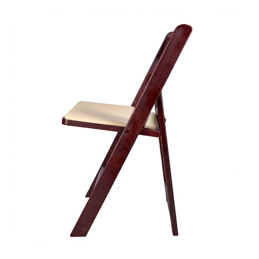 Chivari Mahogany Resin WoodGrain™ Folding Chair with Tan Cushion CFRMB-I-AX-T