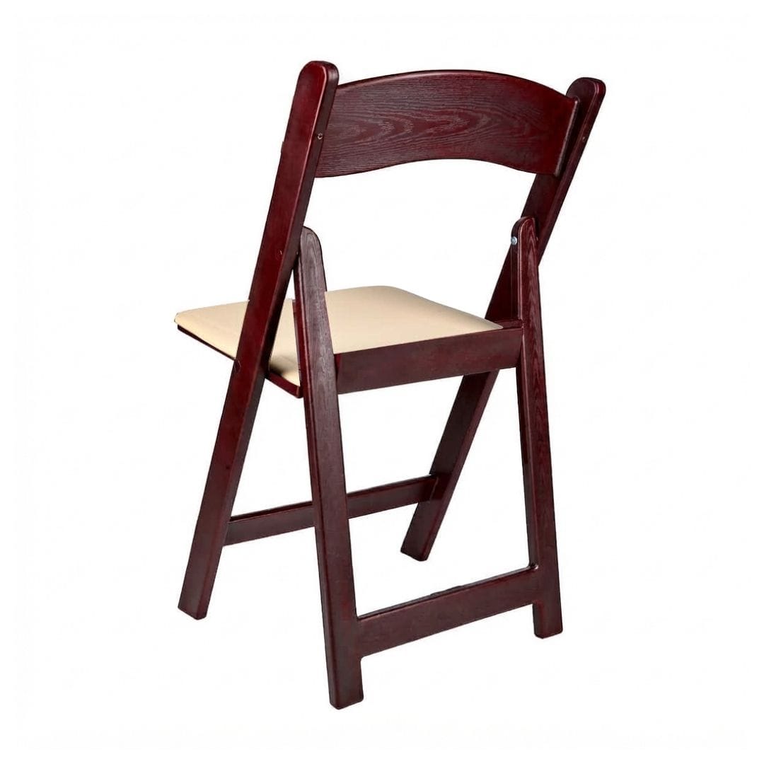 Chivari Mahogany Resin WoodGrain™ Folding Chair with Tan Cushion CFRMB-I-AX-T