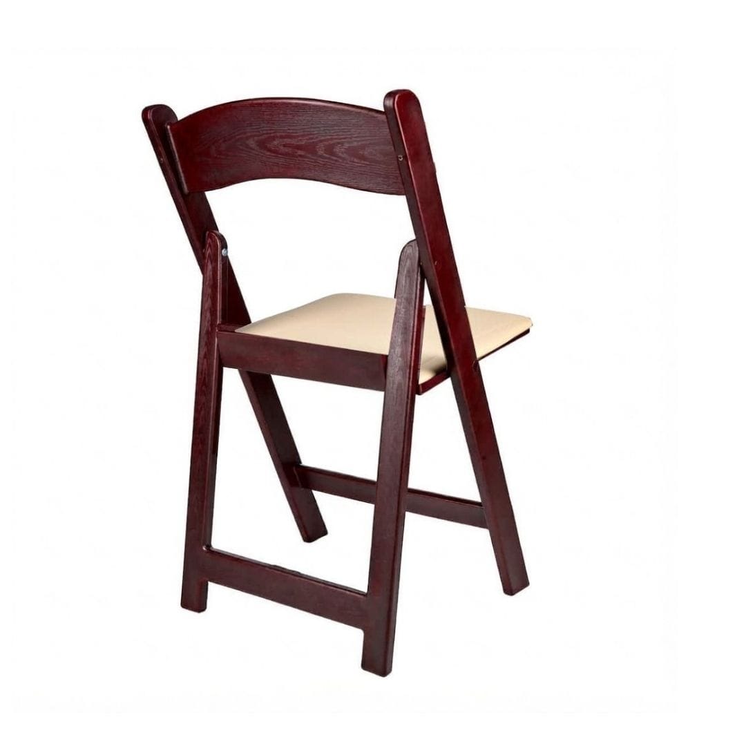 Chivari Mahogany Resin WoodGrain™ Folding Chair with Tan Cushion CFRMB-I-AX-T