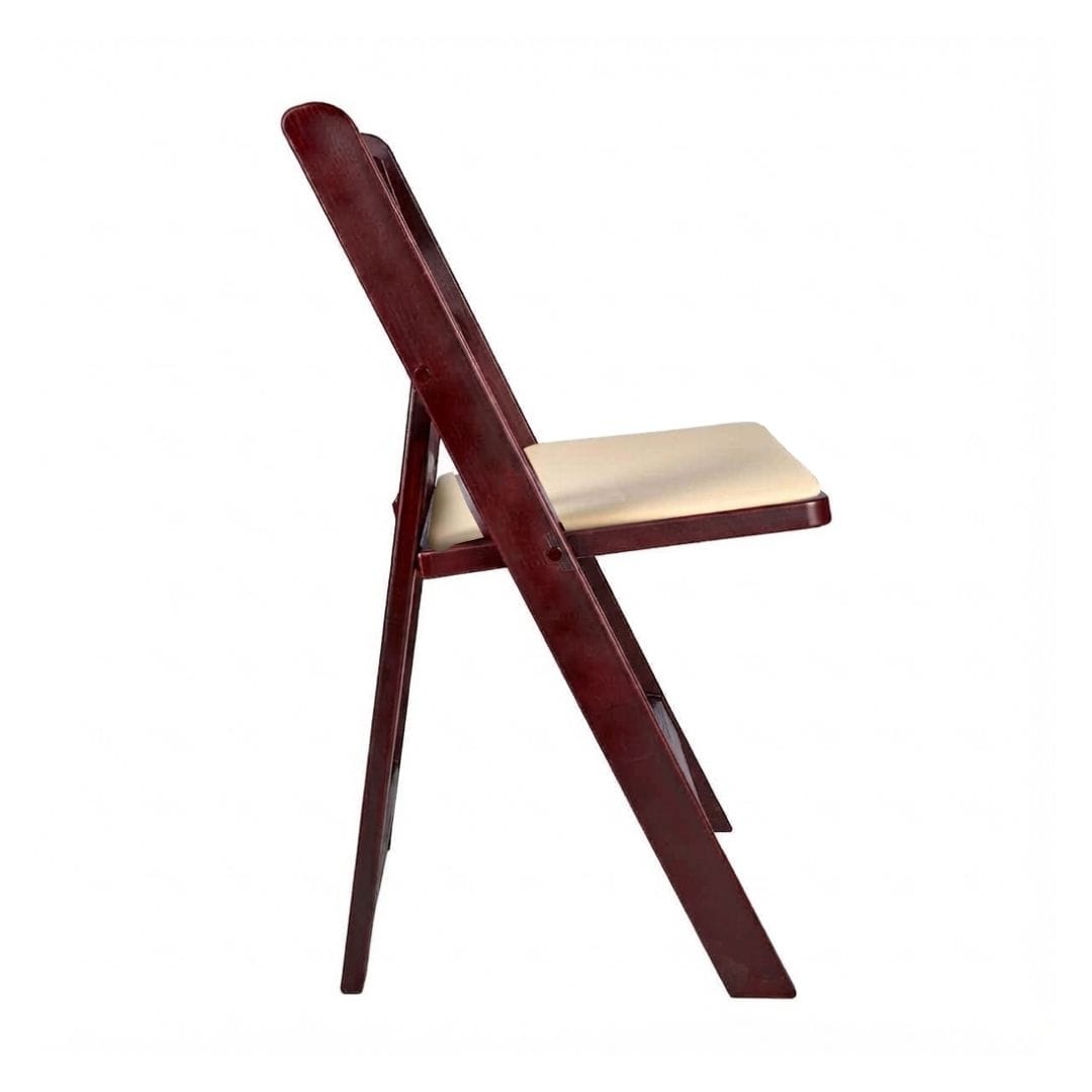 Chivari Mahogany Resin WoodGrain™ Folding Chair with Tan Cushion CFRMB-I-AX-T