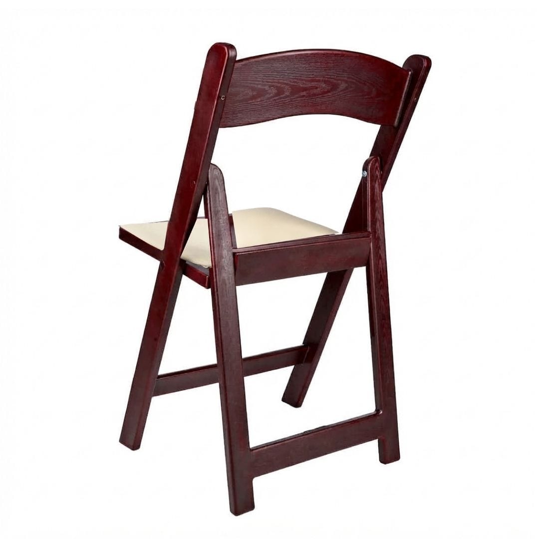 Chivari Mahogany Resin WoodGrain™ Folding Chair with Ivory Cushion CFRMB-IVY-AX-T