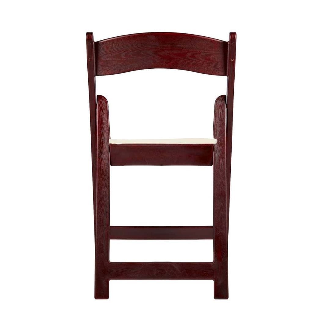 Chivari Mahogany Resin WoodGrain™ Folding Chair with Ivory Cushion CFRMB-IVY-AX-T