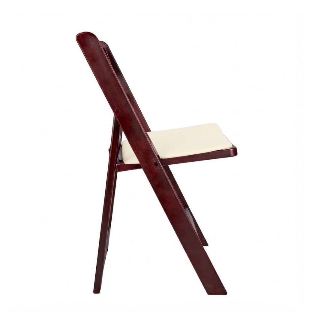 Chivari Mahogany Resin WoodGrain™ Folding Chair with Ivory Cushion CFRMB-IVY-AX-T