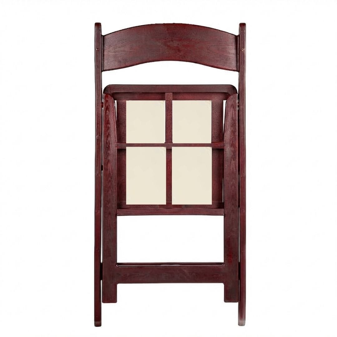 Chivari Mahogany Resin WoodGrain™ Folding Chair with Ivory Cushion CFRMB-IVY-AX-T