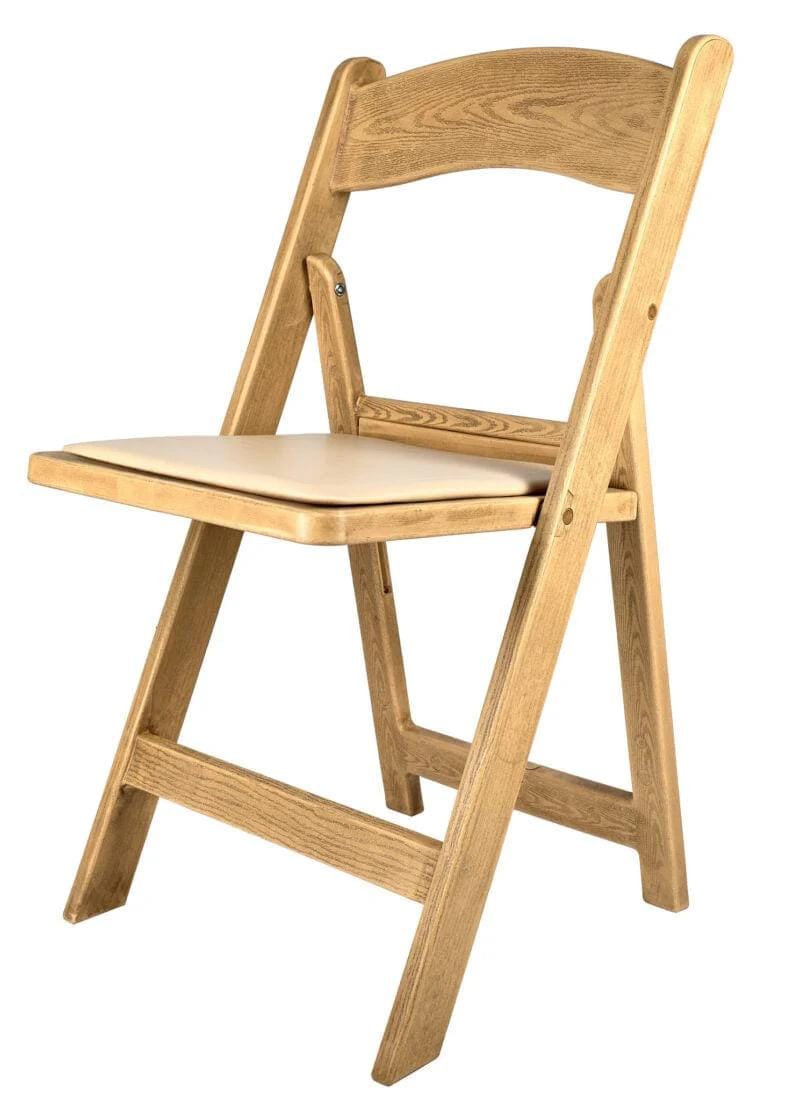 Chivari 100 Pack Natural Resin WoodGrain™ Folding Chair with Tan Cushion CFRNB-I-AX-T-100