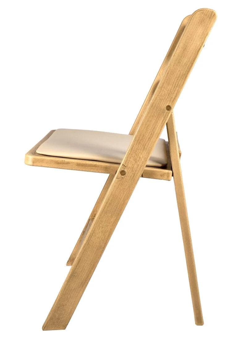 Chivari 100 Pack Natural Resin WoodGrain™ Folding Chair with Tan Cushion CFRNB-I-AX-T-100