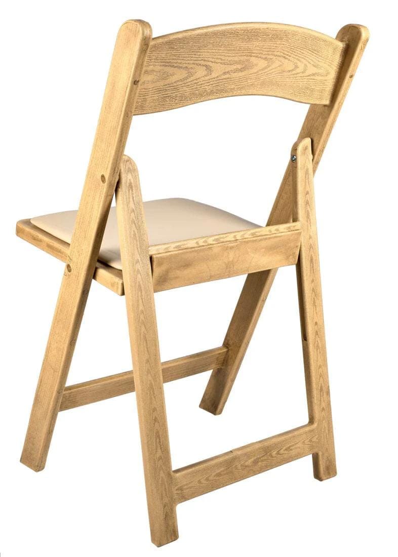 Chivari 100 Pack Natural Resin WoodGrain™ Folding Chair with Tan Cushion CFRNB-I-AX-T-100