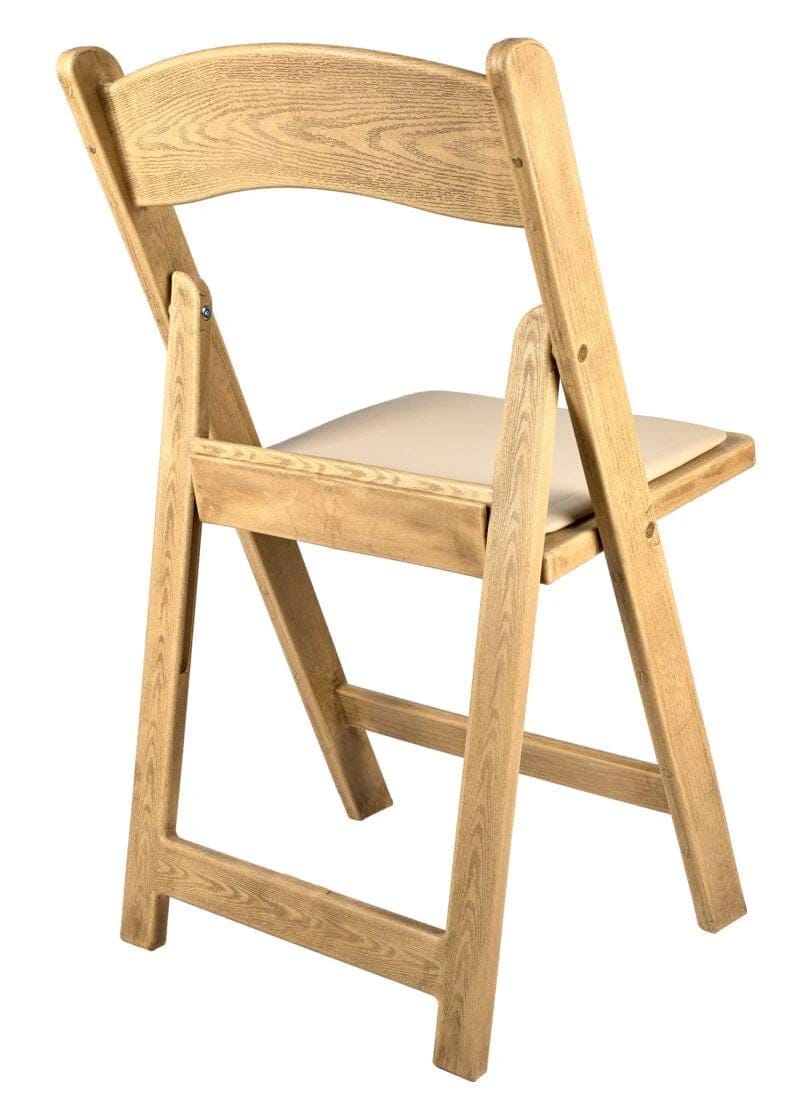Chivari 100 Pack Natural Resin WoodGrain™ Folding Chair with Tan Cushion CFRNB-I-AX-T-100