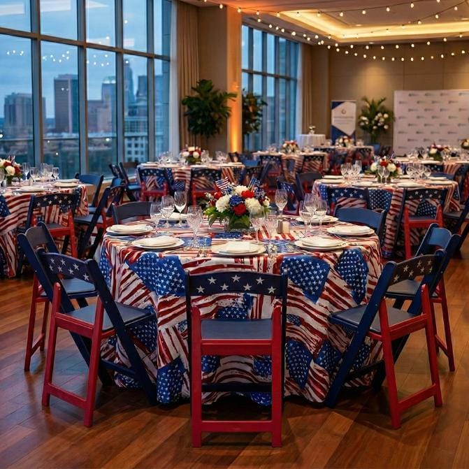 Chivari Red White and Blue Old Glory Resin Folding Chair, 4 Chair Pack by Chivari CFRRWB-KT-4