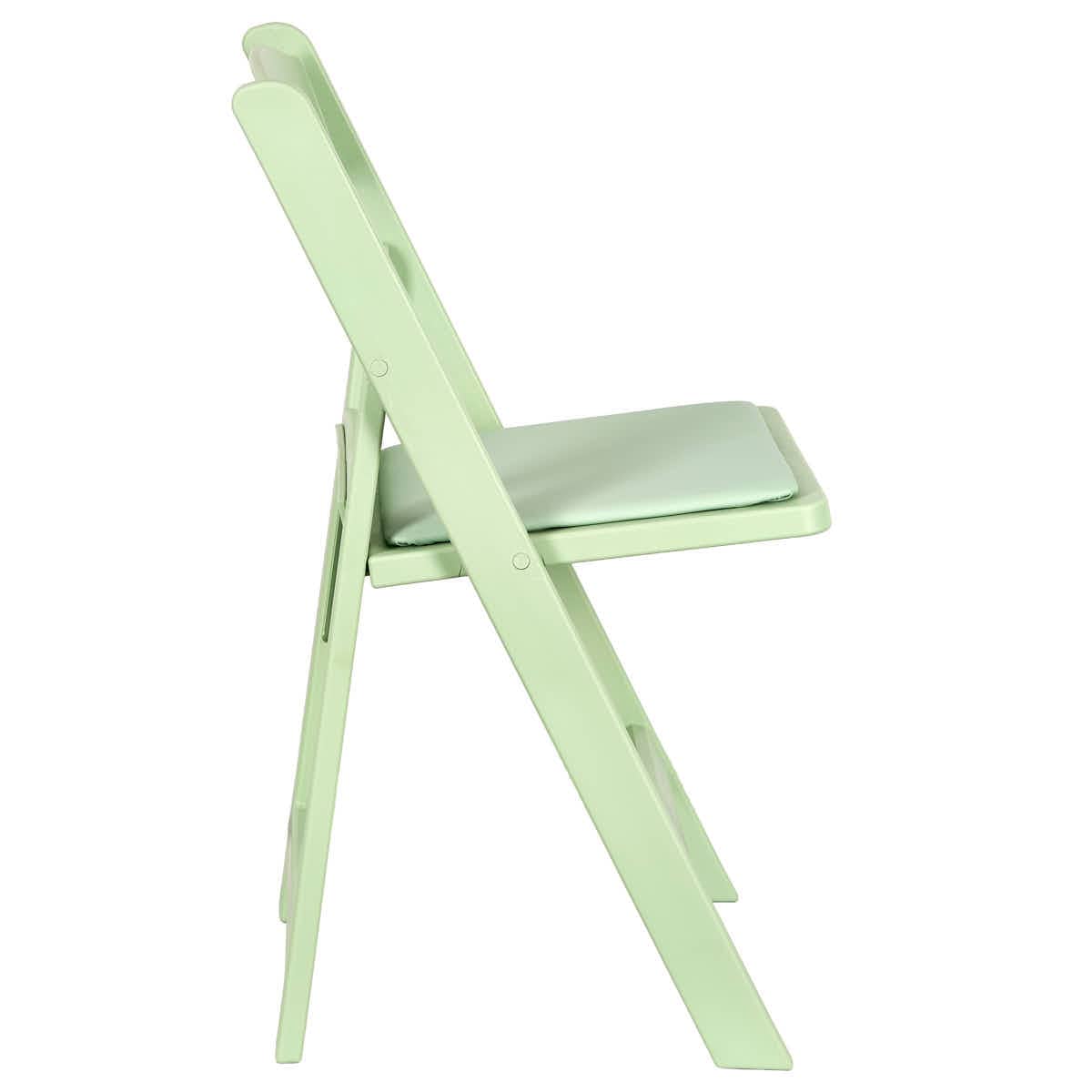 Chivari Sage Green with Matching Vinyl Cushion WoodGrain™ Resin Folding Chair CFRSGB-AX-T