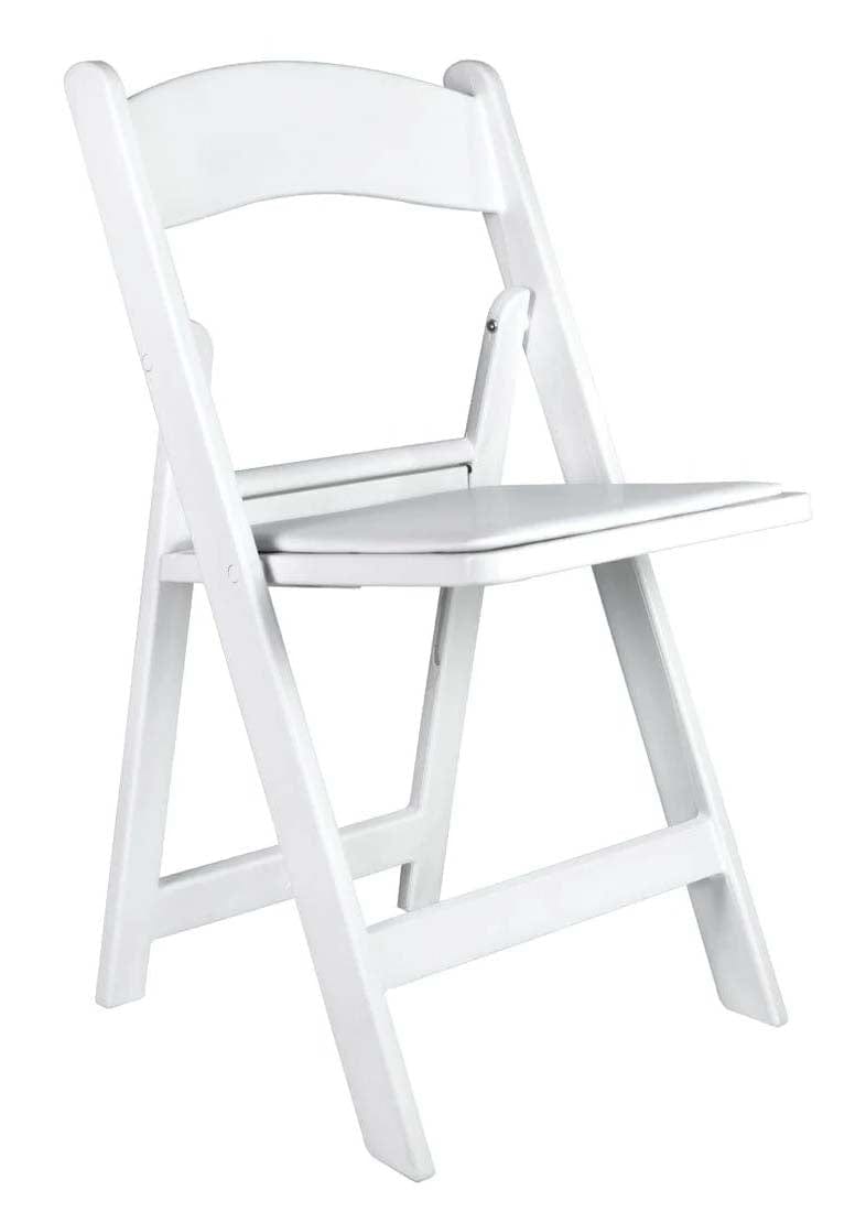Chivari White ToughResin™ Folding Chair with White Vinyl Cushion CFRW-CX-T