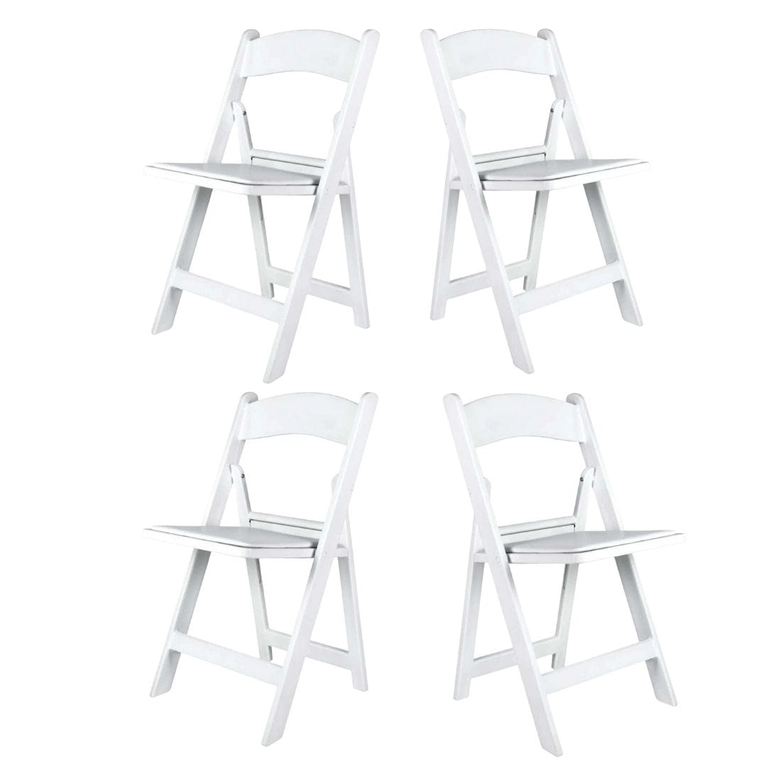 Chivari White ToughResin™ Folding Chair with White Vinyl Cushion CFRW-CX-T