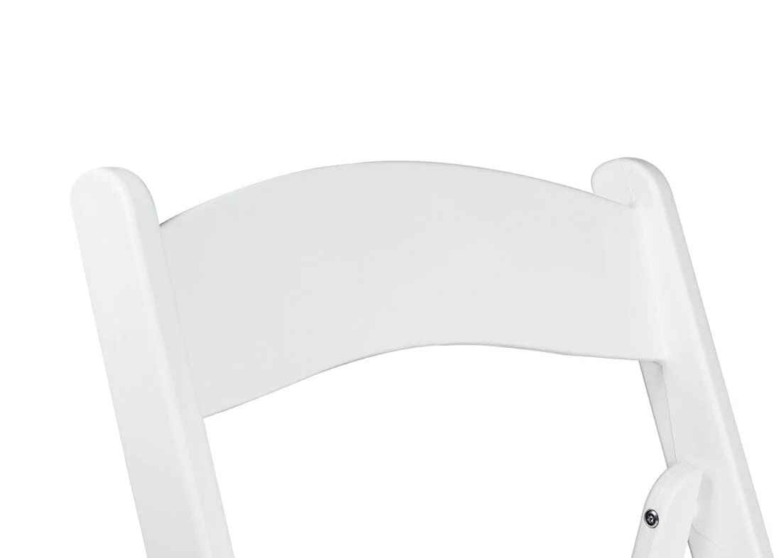 Chivari White ToughResin™ Folding Chair with White Vinyl Cushion CFRW-CX-T