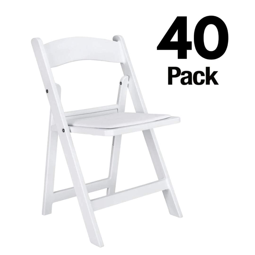 Chivari 40 Pack Kids White Resin Folding Chairs CFRW-KID-AX-T-40
