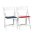 Chivari White Resin Folding Chair 80 Pack - Plus 40 Red and 40 Blue Cushions CFRW-RBCUSH-KT