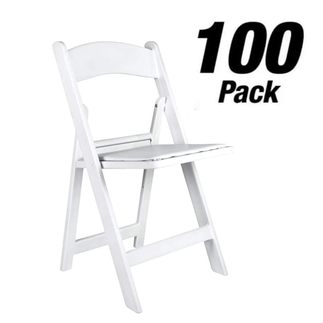 Chivari 100 Pack White with White Vinyl Cushion Resin Steel Skeleton™ Folding Chair CFRW-ST-A-100