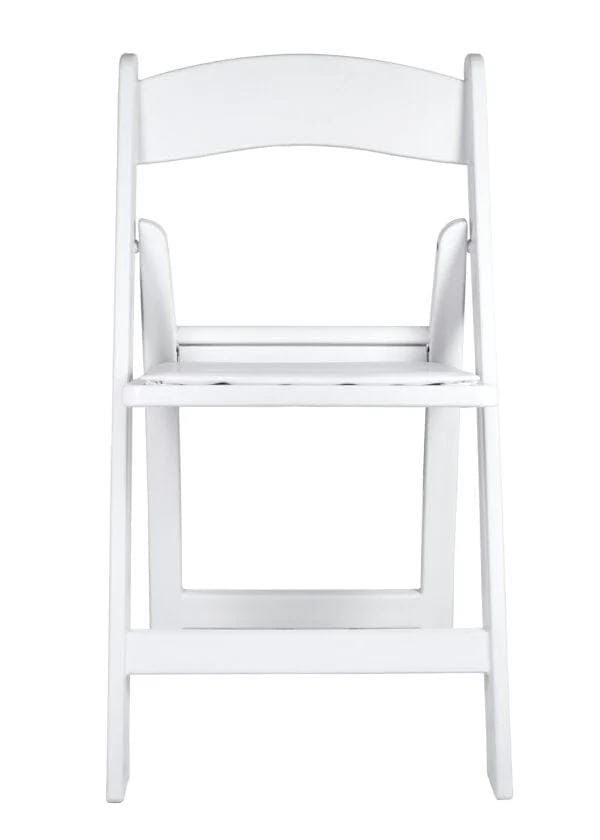 Chivari 100 Pack White with White Vinyl Cushion Resin Steel Skeleton™ Folding Chair CFRW-ST-A-100