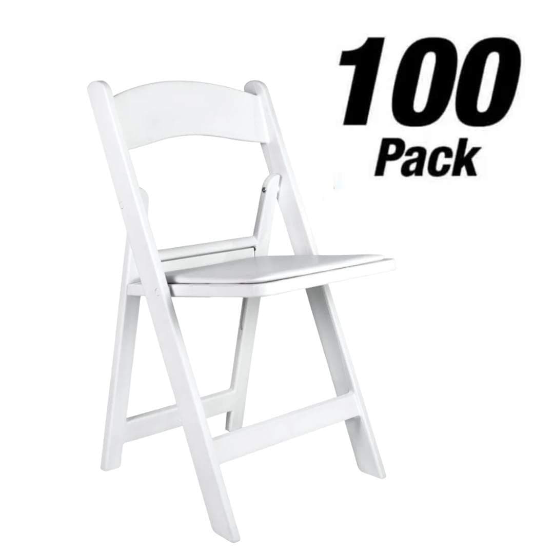Chivari 100 Pack White Resin Folding Chair CFRW2-CX-T-100