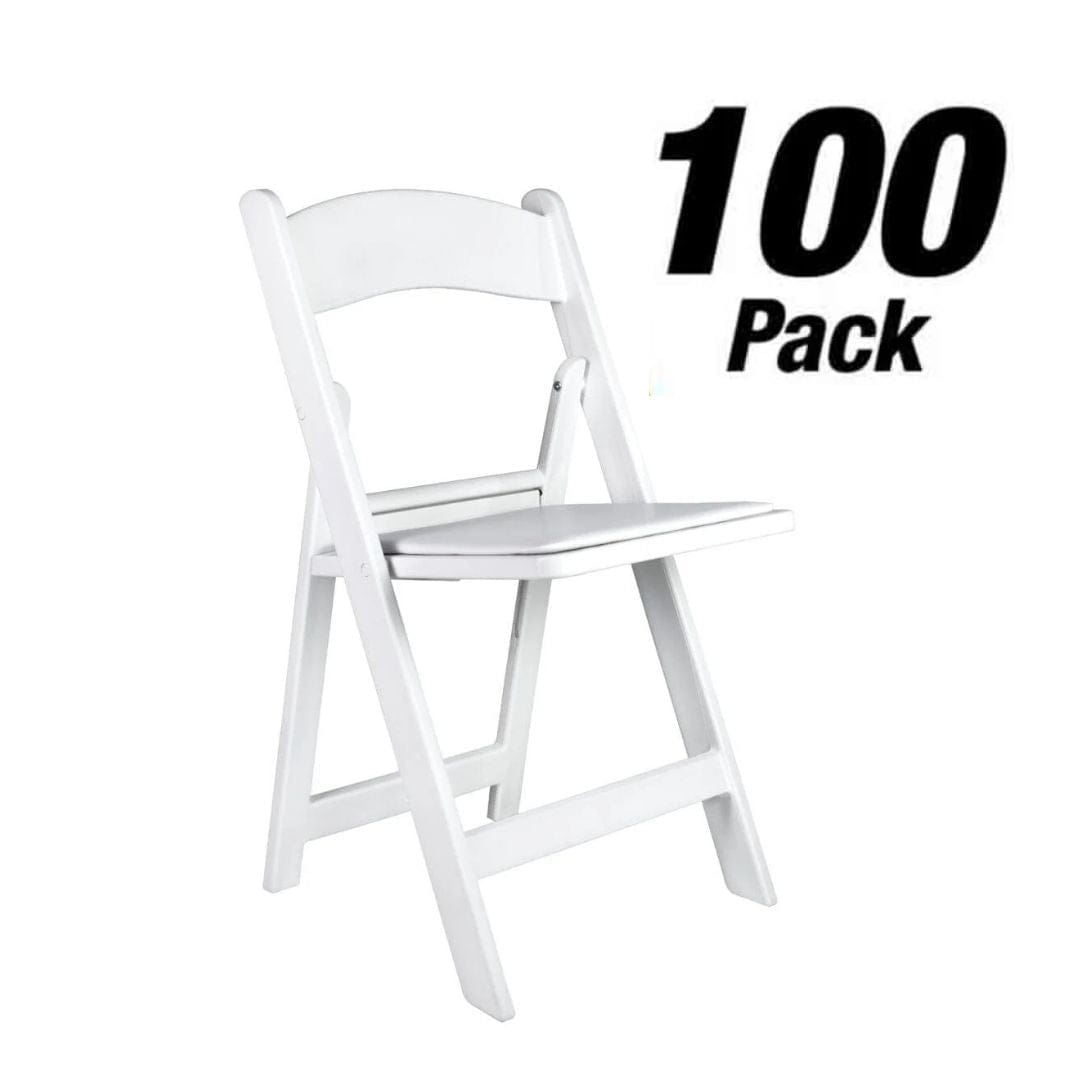 Chivari White Resin Folding Chair, 100 Pack CFRW2-KT-100