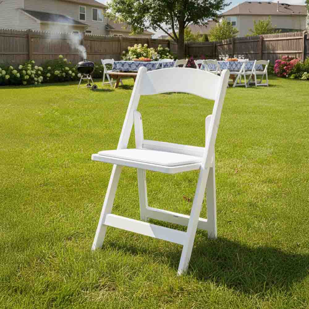 Chivari White WoodGrain™ Resin Folding Chair CFRWB-A