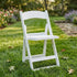 ChairMates White Grass and Sand Series Resin Folding Chair with White Vinyl Cushion and Stainless Steel Hardware CFRWGS-AX-T